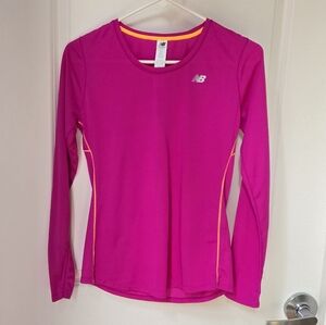 New Balance Pink Contrast-Seam Long Sleeve Athletic Top Sz S
